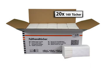 Falthandtücher Weiß 2-lagig - 3.200 Blatt