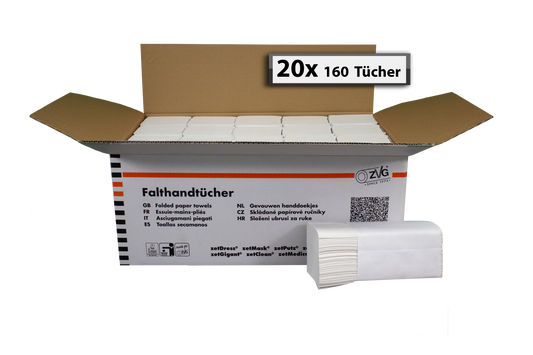 Falthandtücher Weiß 2-lagig - 3.200 Blatt