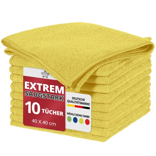Ricostar Mikrofaser-Tücher – Gelb, 10 Stück – Extreme Saugkraft für Streifen