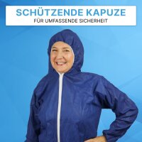 ARNOMED COVER PP Einweg Overall  Mit Kapuze  Blau