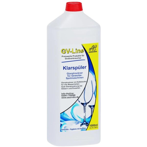 Assindia GV-Line Klarspüler – 1000 ml Glanztrockner für Gewerbespülmaschinen