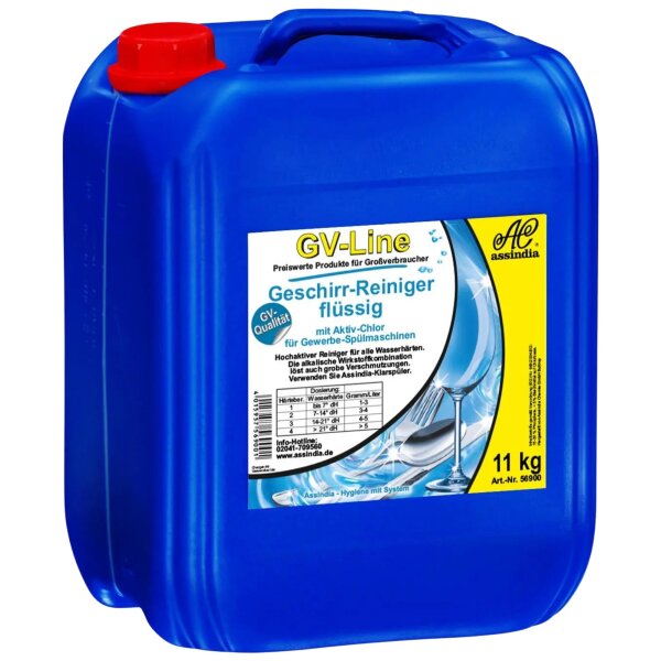 Assindia GV-Line Geschirr-Reiniger flüssig – 11 kg | Hochalkalischer Profi-Maschinenreiniger