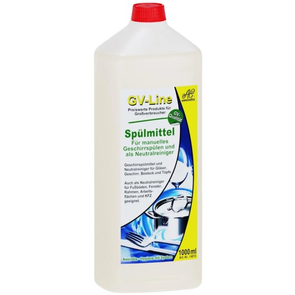Assindia GV-Line Spülmittel – Für manuelles Geschirrspülen & als Neutralreiniger – 1000 ml