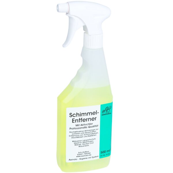 Assindia Schimmel-Stop Aktivchlor Schimmelentferner 500 ml Sprühflasche