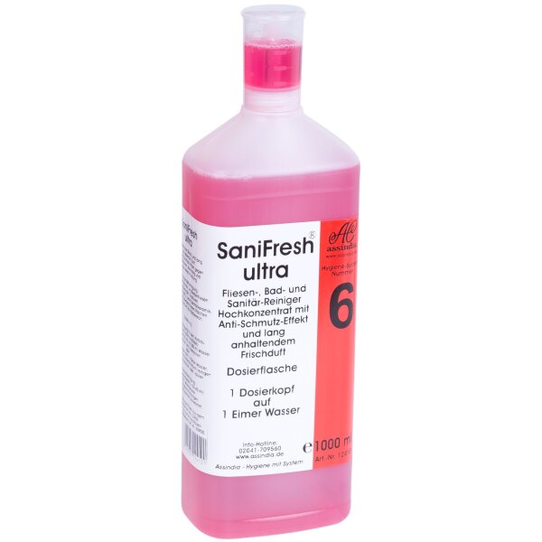 Assindia SaniFresh Ultra Sanitär- & Fliesenreiniger – 1 Liter Dosierflasche