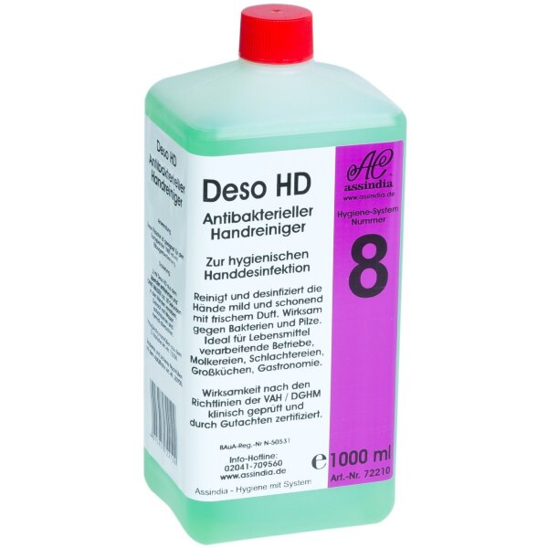 Assindia Deso HD antibakterieller Handreiniger – 1000 ml Dosierflasche