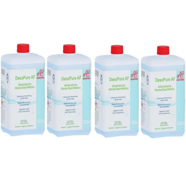 Assindia DesoPure AF Händedesinfektion – 4 x 1000 ml Vorteilspack
