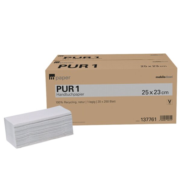 mpaper Papierhandtücher PUR 1 V-Falz 1-lagig 25x23cm, 5000Blatt