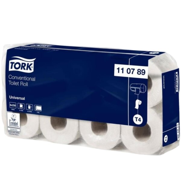 Tork Toilettenpapier Kleinrollen (T4) Universal 2-lagig weiß, 64 Ro. (8x8) à 250Blatt