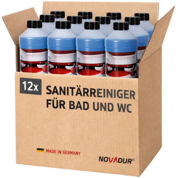Sanitärreiniger für Bad und WC – Effektiver Reiniger für Kalk, Urinstein und Fett - Karton á 12 Flaschen