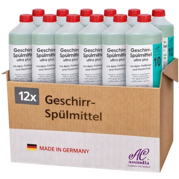 Assindia Geschirr-Spülmittel Ultra Plus 1000 ml - Karton á 12 Flaschen