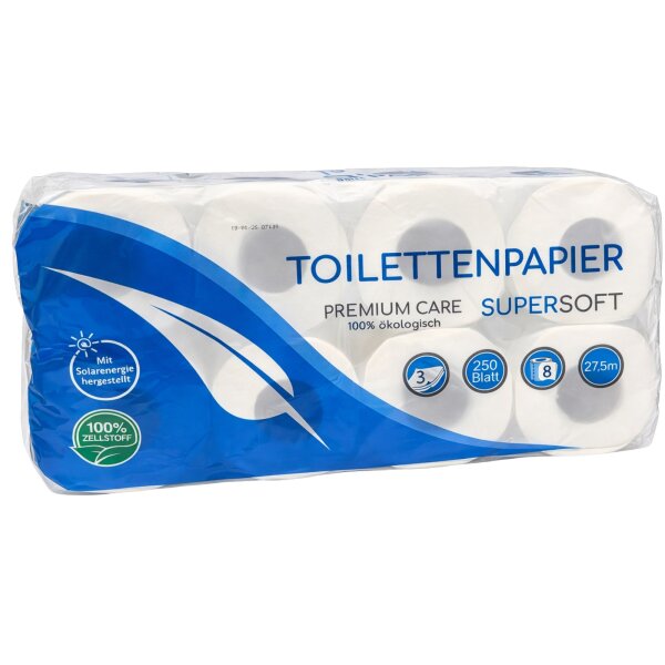 Toilettenpapier 3 lagig Zellstoff SUPER SOFT - 250 Blatt