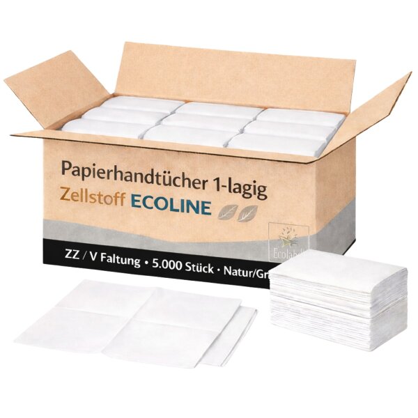 Papierhandtücher 1-lagig –  Falthandtücher Natur/Grau