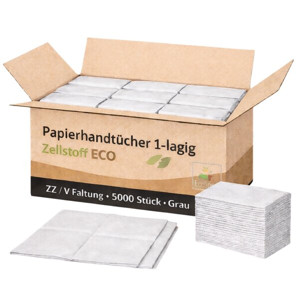 Papierhandtücher 1-lagig ECO, ZZ/V-Faltung, Grau