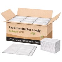 Papierhandtücher 1-lagig ECO, ZZ/V-Faltung, Grau