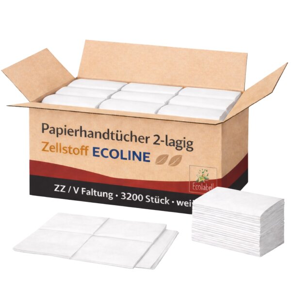 Papierhandtücher 2-lagig – ZZ/V-Faltung weiß