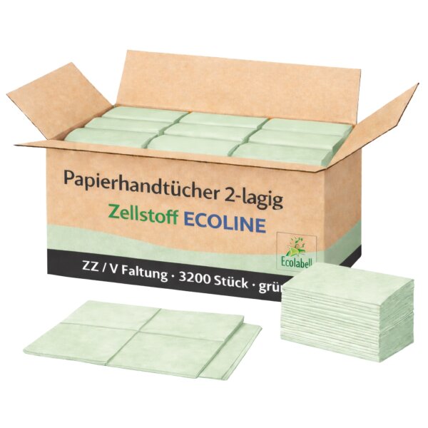 Papierhandtücher 2-lagig ZZ/V-Faltung grün