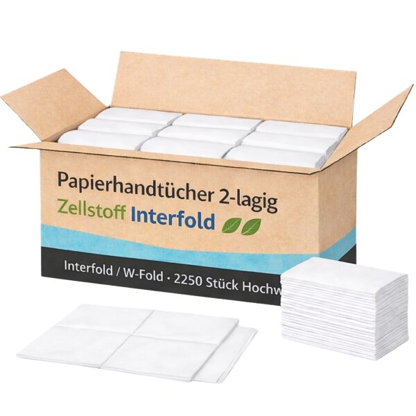 Papierhandtücher Interfold W-Fold – 2-lagig, weiß, 2.250 Stück