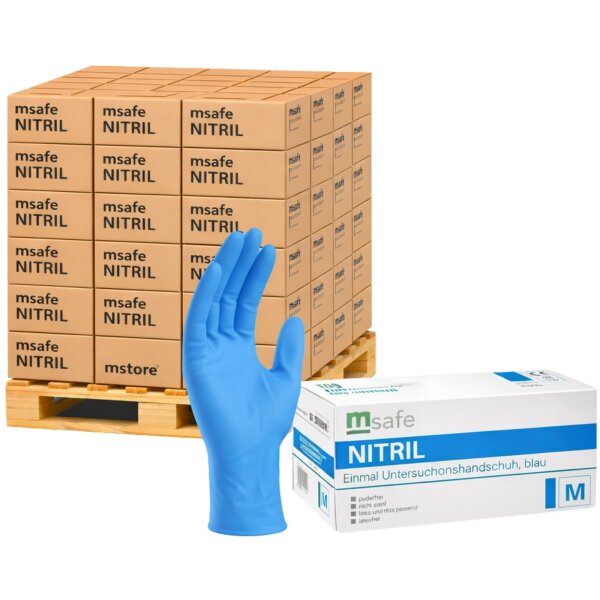 msafe Nitril-Handschuhe Extra puderfrei blau - Palette á 770 Packungen