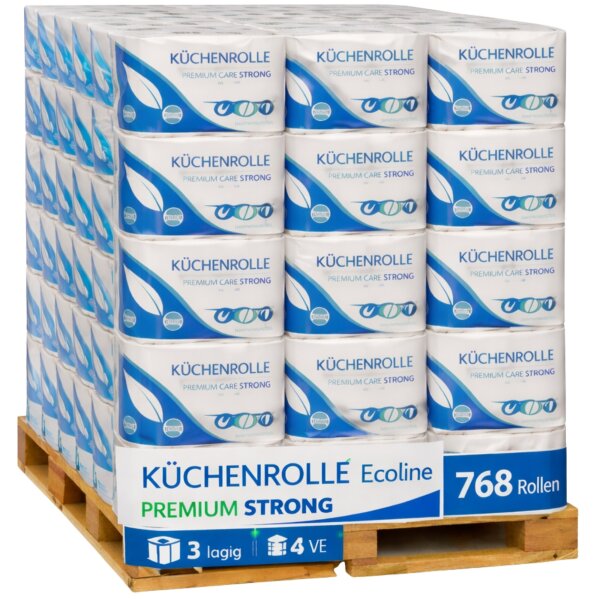 Küchenrollen 3 lagig Zellstoff - 51 Blatt - Palette á 768 Rollen