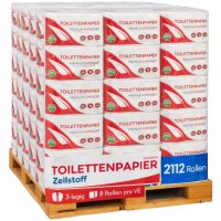 Toilettenpapier 3 lagig Zellstoff - 200 Blatt - Palette...