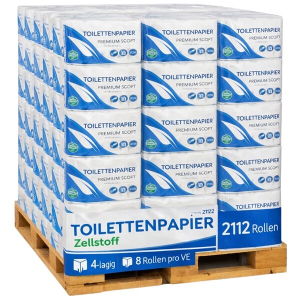 Toilettenpapier 3 lagig Zellstoff SUPER SOFT - 250 Blatt - Palette á 2112 Rollen
