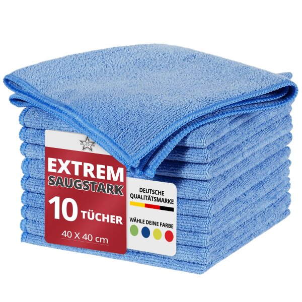Ricostar Mikrofaser Reinigungstücher Blau – Extrem Saugstark – 10 Stück