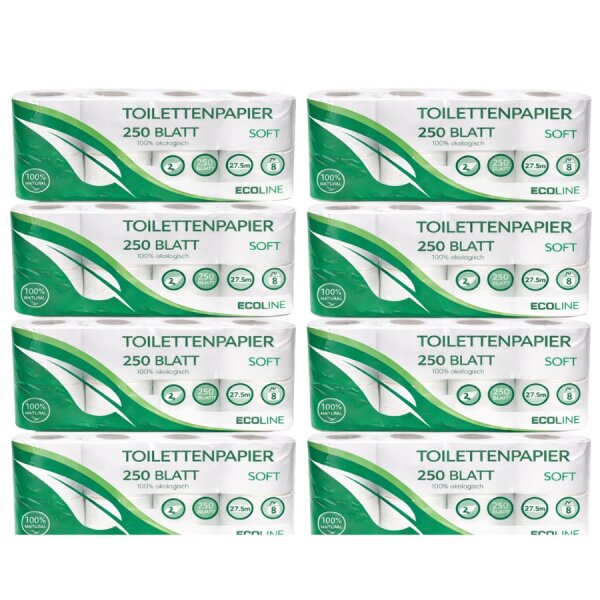 Toilettenpapier Premium Care ECOline - 2-lagig · 250 Blatt 8x8 Rollen