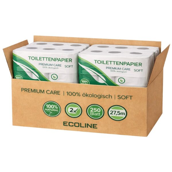 Toilettenpapier Premium Care ECOline - 2-lagig · 250 Blatt ·Karton á 4x8 Rollen