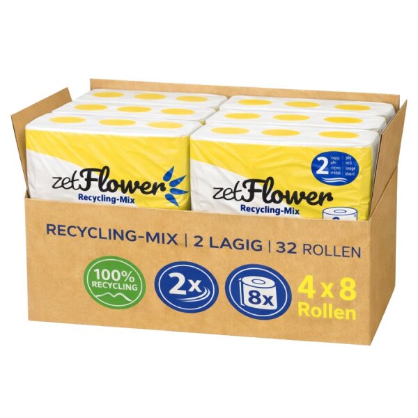 Toilettenpapier, 2-lagig, altweiß 250 Blatt Karton á 4 x 8 Rollen