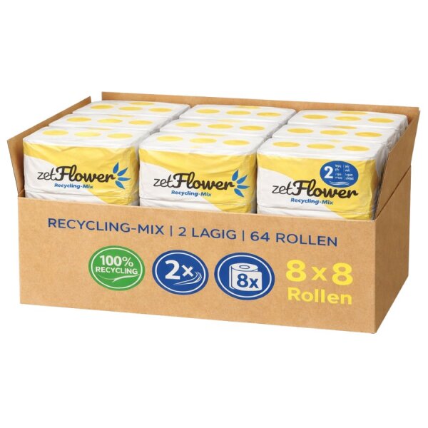 Toilettenpapier, 2-lagig, altweiß 250 Blatt Karton á 8 x 8 Rollen