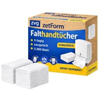 Papierhandtuch 2-lagig V-Falz – 3210 Blatt, weiß